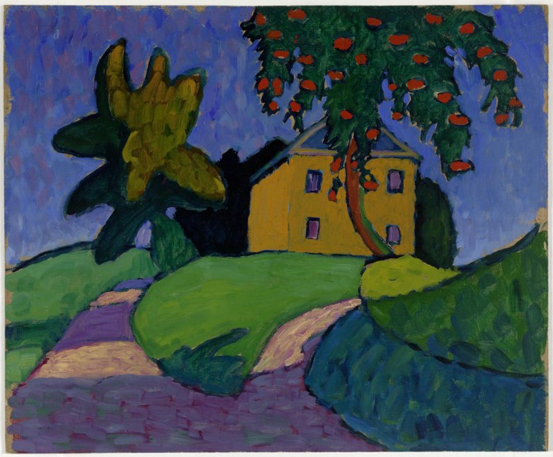 Gelbes Haus mit Apfelbaum, Gabriele Münter, 1910