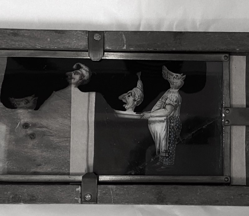 Hinterglasbild, Schiebebild, 19. Jahrhundert 